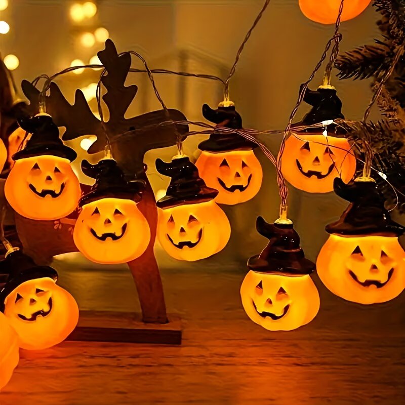 Halloween Led String Lights Orange - سلسلة أضواء على شكل قرع الهالوين