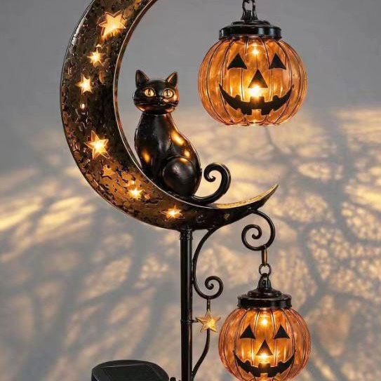 Pumpkin Lantern Halloween - مصباح حديقة على شكل قطة سوداء