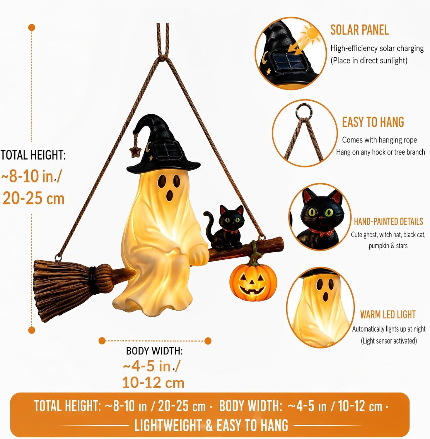 Pumpkin Lantern Halloween - فانوس شمسية على شكل شبح للهالوين،