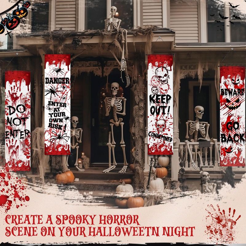 Halloween Skeleton Decoration - غطاء باب الشرفة من فيكاما لعيد