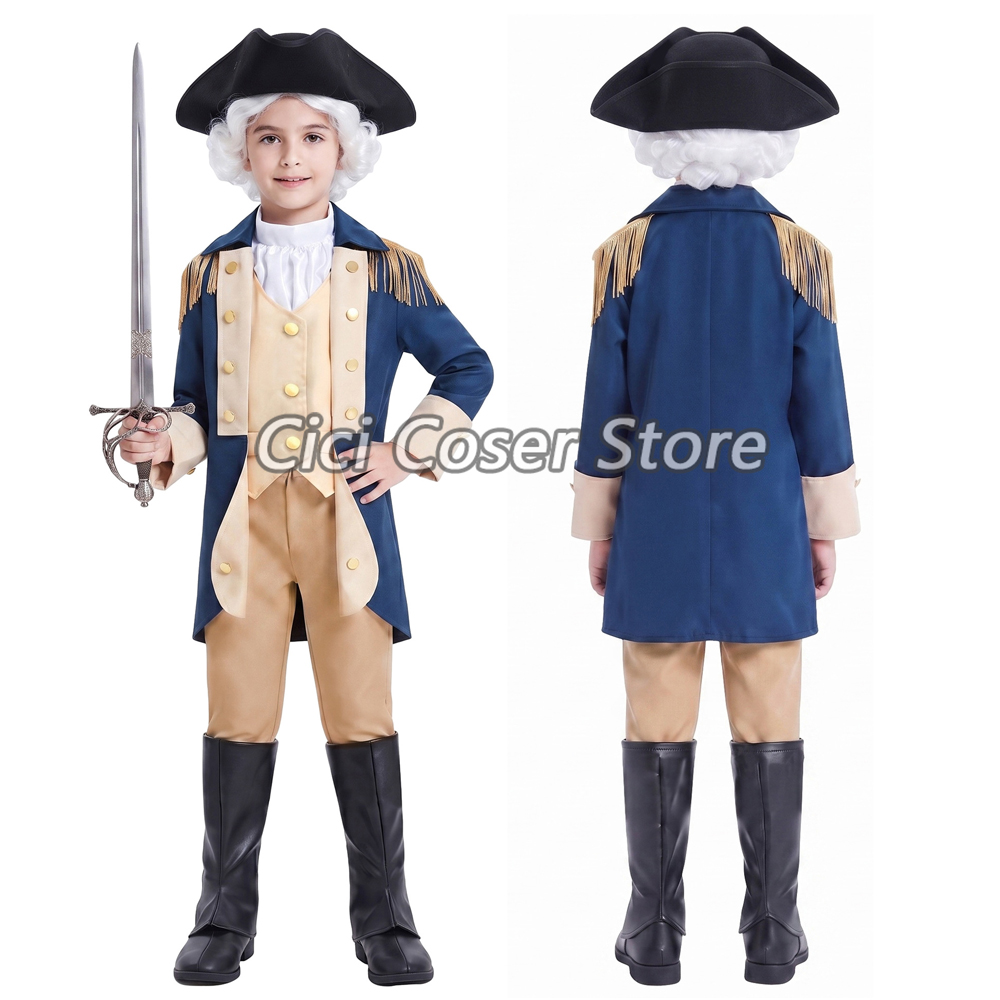 Halloween Costume Kids - زي جورج واشنطن التاريخي للأطفال، زي