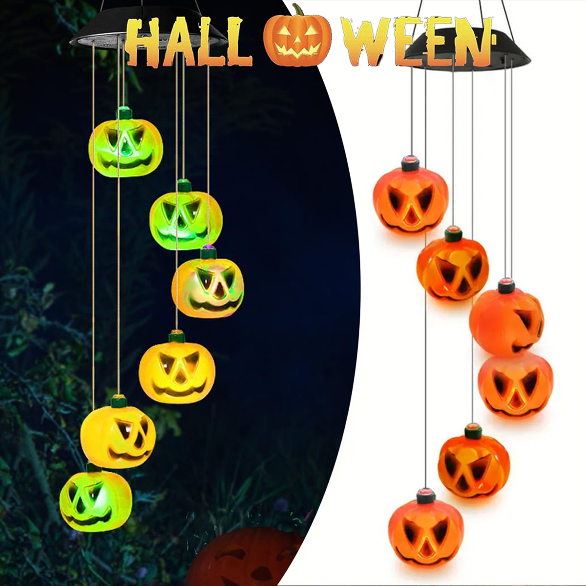 Halloween Pumpkin Decor Led - أجراس رياح على شكل قرع الهالوين
