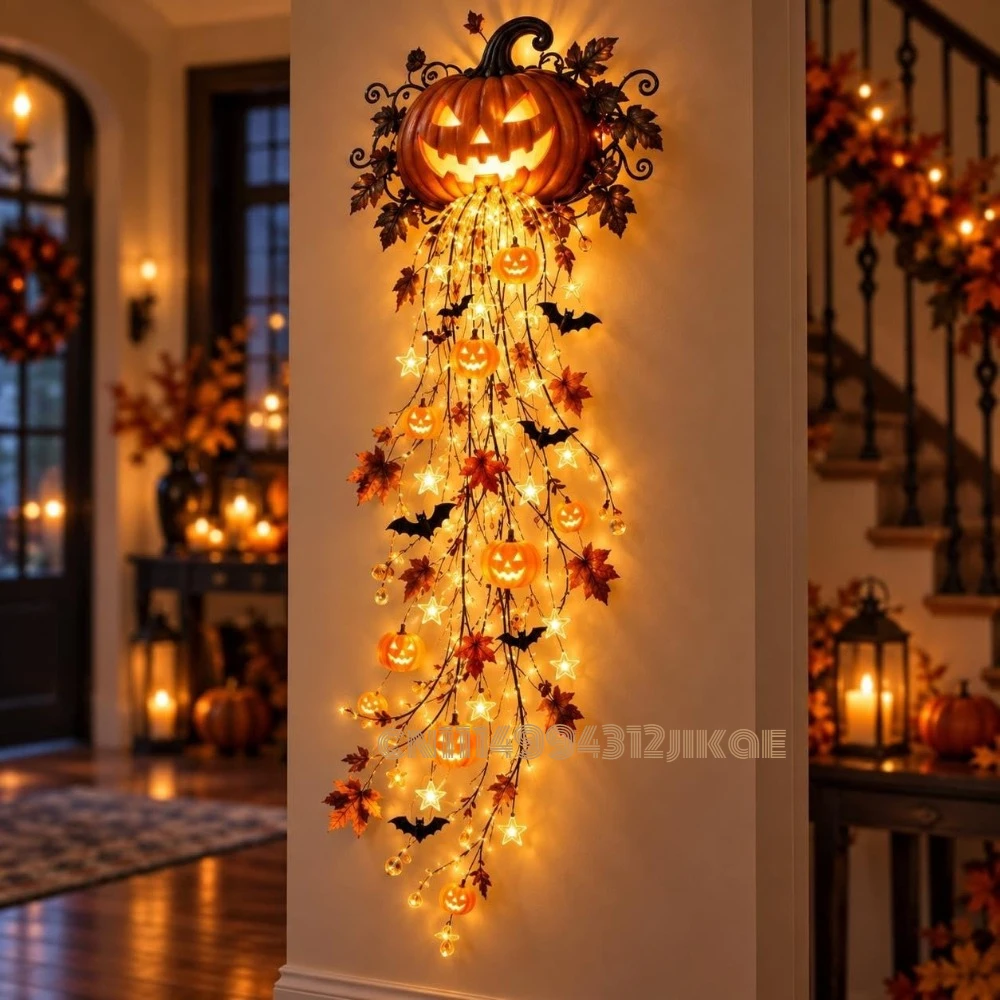 Halloween Led String Lights Orange - مجموعة أضواء جدارية أنيقة على شكل