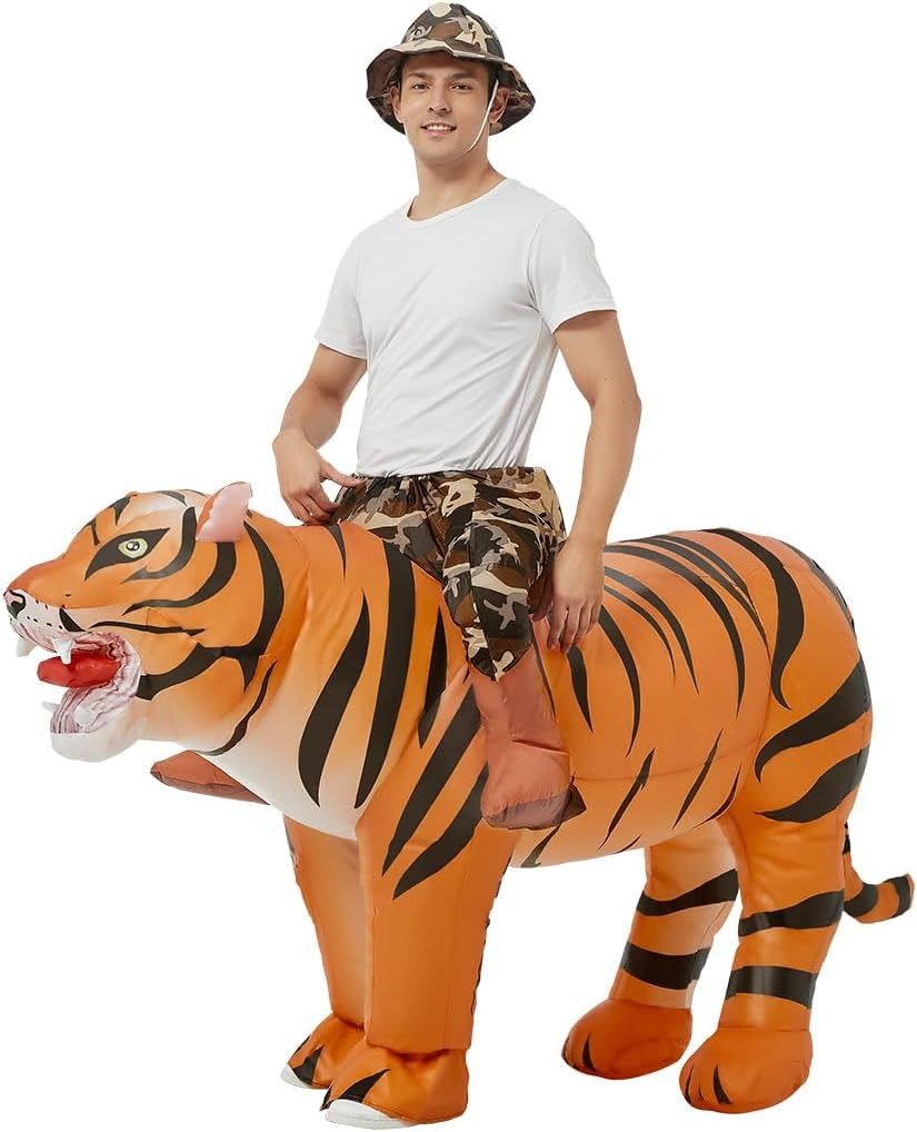 Halloween Costume Adult - زي النمر القابل للنفخ للبالغين، زي