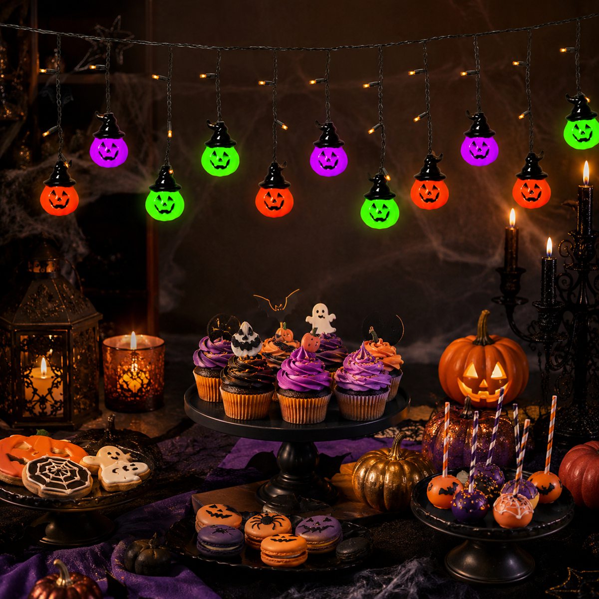 Halloween Led String Lights Orange - قطعة واحدة من أضواء الهالوين المرعبة