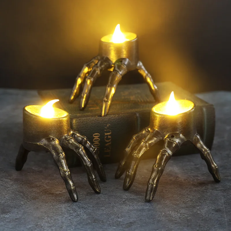 Halloween Skeleton Decoration - هالوين كسر الذراع الجمجمة LED شمعة