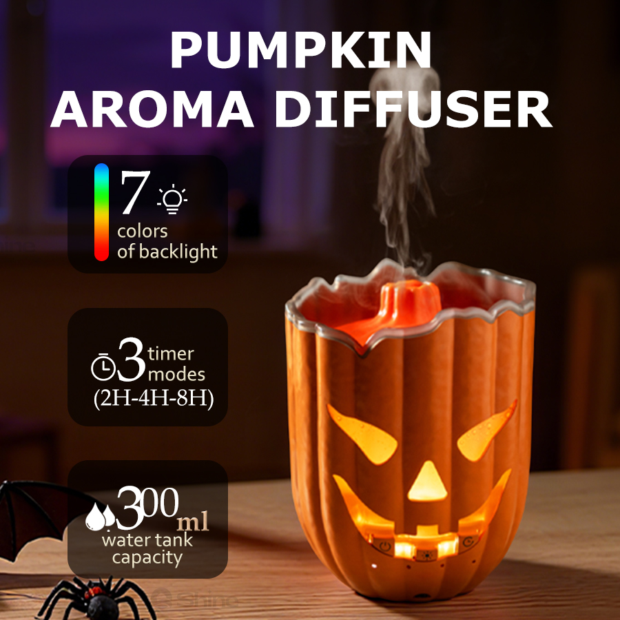 Halloween Pumpkin Decor Led - مرطب هواء على شكل يقطين، إضاءة