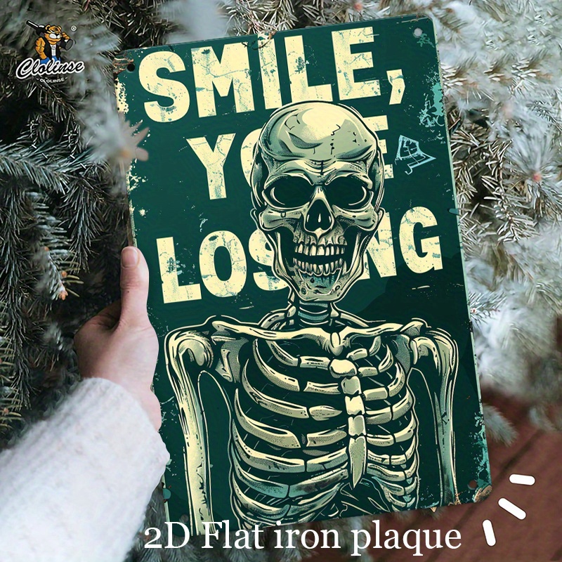 لافتة معدنية عتيقة بتصميم هيكل - مراجعة Halloween Skeleton Decoration وسعره