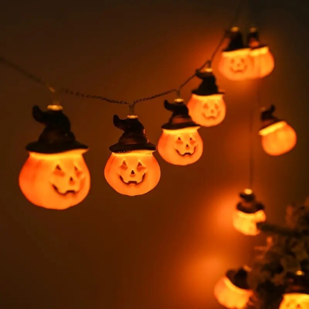 سلسلة أضواء على شكل قرع الهالو - مراجعة Halloween Led String Lights Orange وسعره