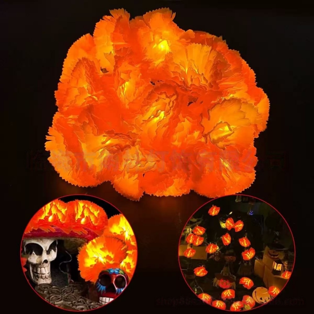 أضواء LED على شكل زهور الماريج - مراجعة Halloween Led String Lights Orange وسعره