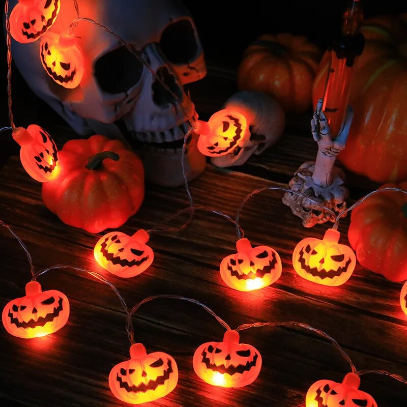 أضواء زينة على شكل قرع للهالوي - مراجعة Halloween Led String Lights Orange وسعره