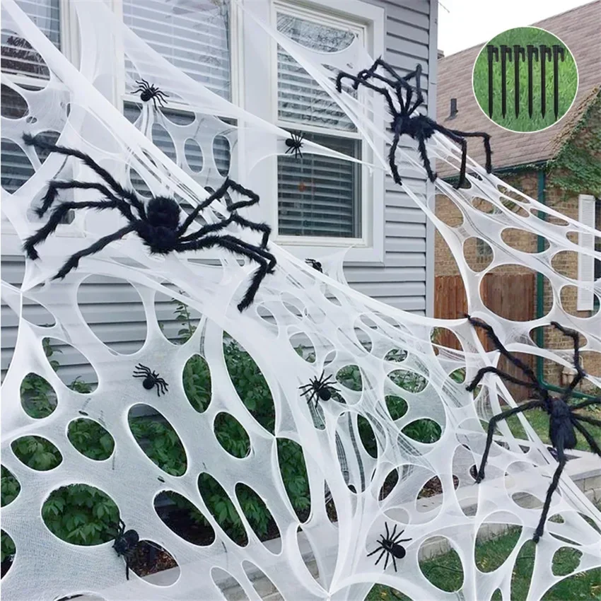 قماش زخرفي على شكل شبكة عنكبوت - مراجعة Spider Web Halloween Decoration وسعره