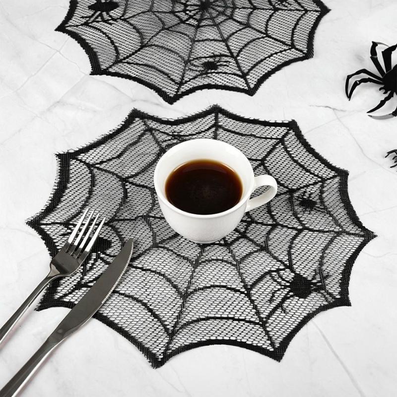 قطعتان/أربع قطع من مفارش الطاو - مراجعة Spider Web Halloween Decoration وسعره