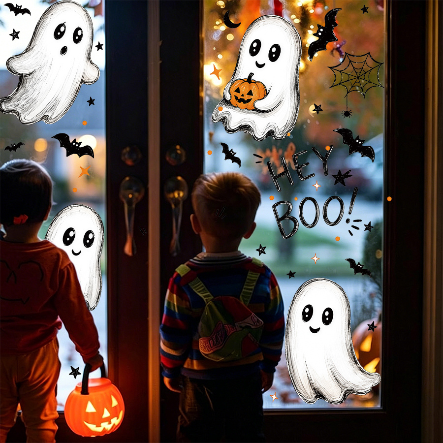 3 قطع من ملصقات النوافذ لعيد ا - مراجعة Spider Web Halloween Decoration وسعره