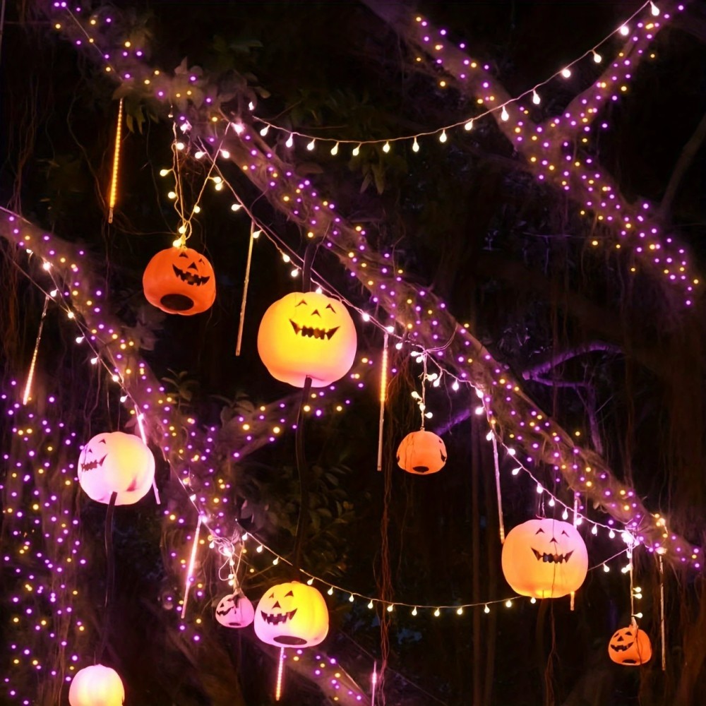 سلسلة إضاءة LED شمسية من الأسل - مراجعة Halloween Led String Lights Orange وسعره