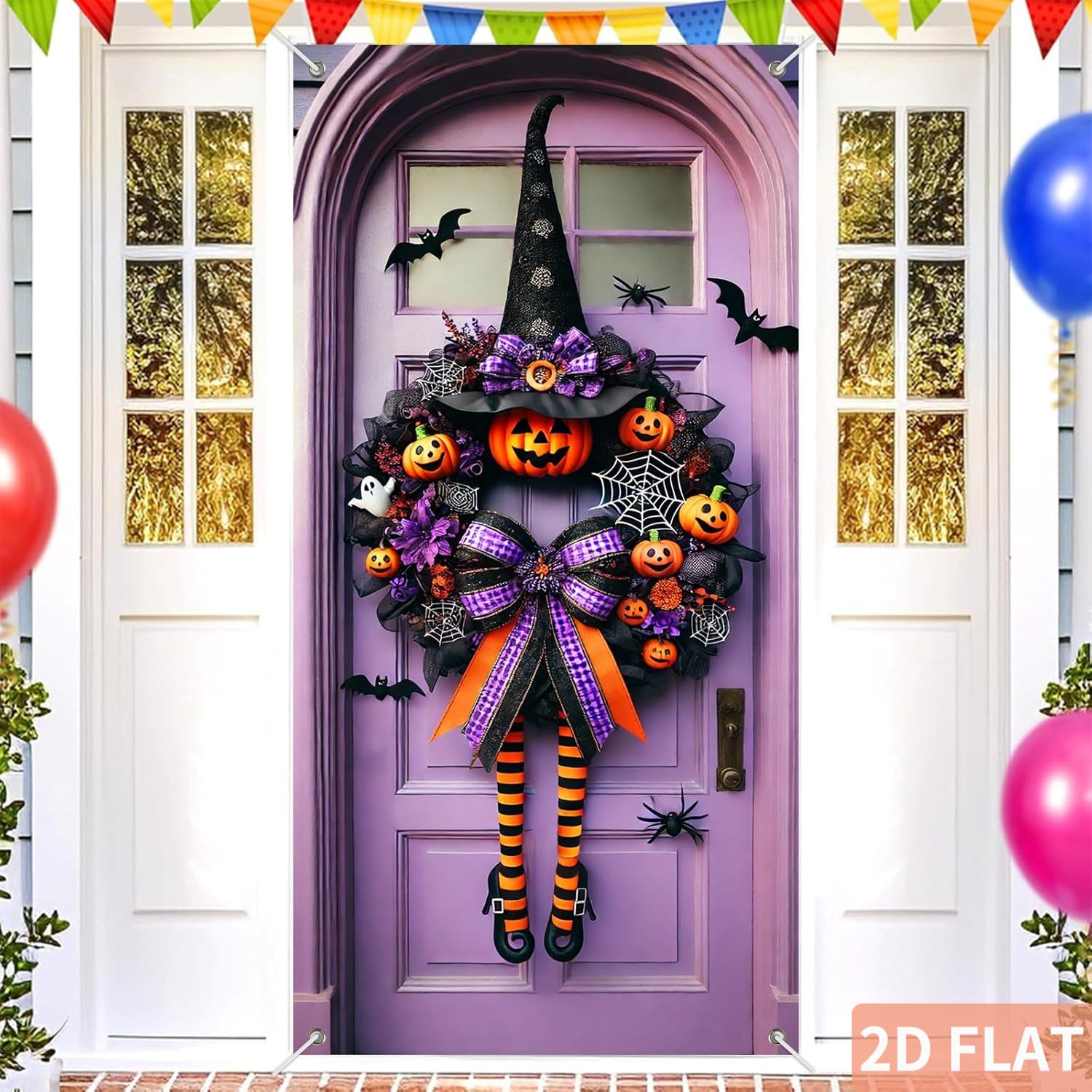 زينة باب على شكل إكليل ساحرة ا - مراجعة Spider Web Halloween Decoration وسعره