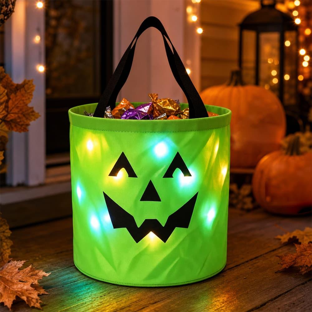 حفلات الهالوين، دلو حلوى على ش - مراجعة Halloween Pumpkin Decor Led وسعره