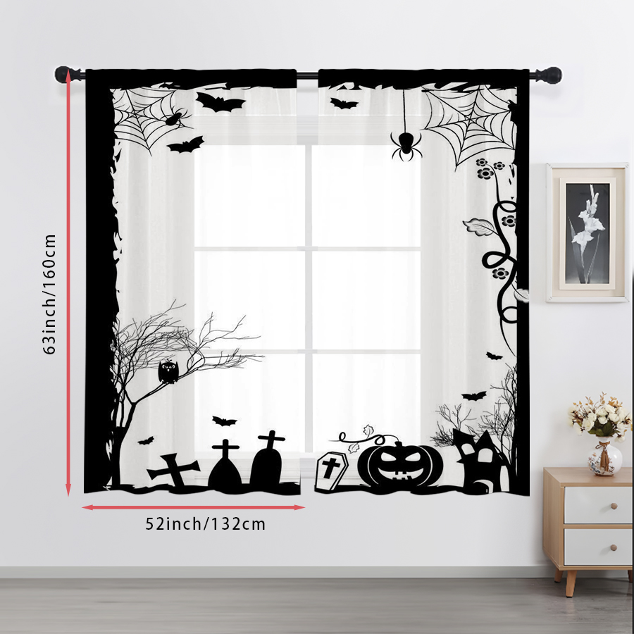 قطعتان من الستائر الشفافة المط - مراجعة Spider Web Halloween Decoration وسعره