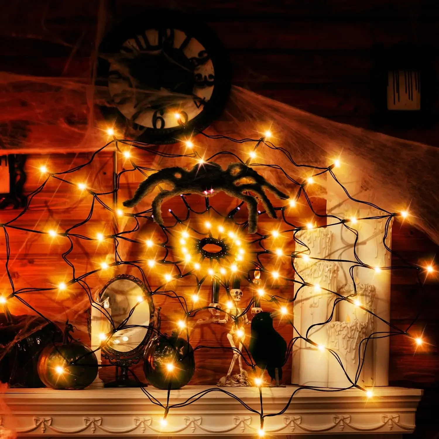 أضواء LED على شكل شبكة عنكبوت  - مراجعة Spider Web Halloween Decoration وسعره