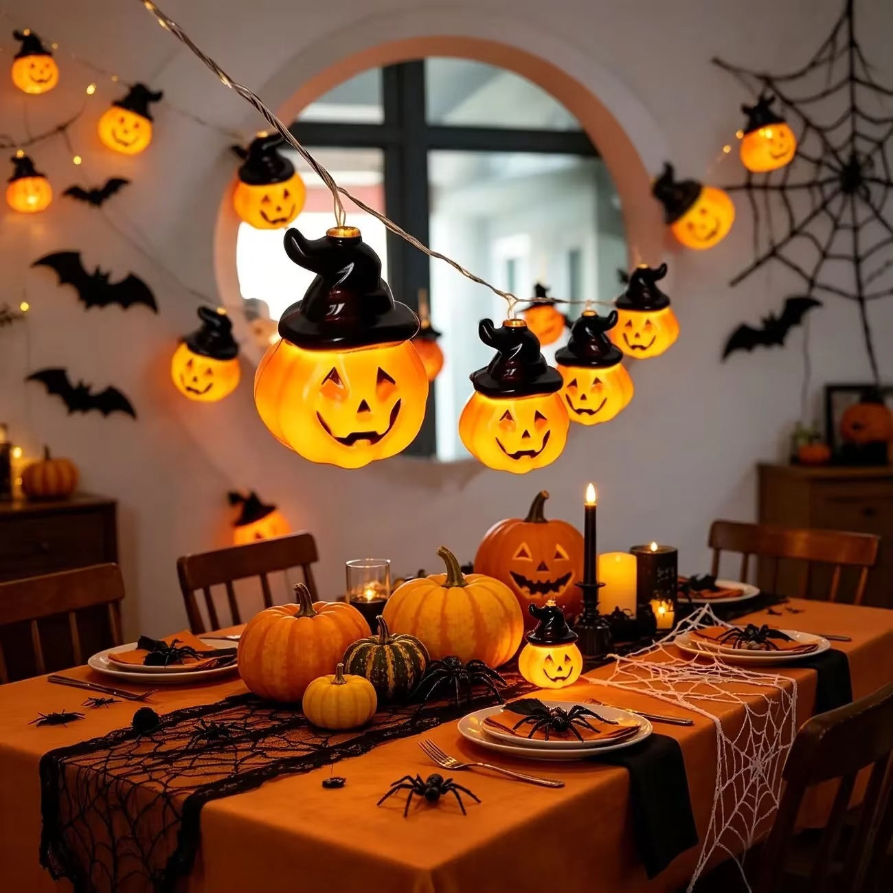 أضواء سلسلة على شكل قبعة ساحرة - مراجعة Halloween Led String Lights Orange وسعره