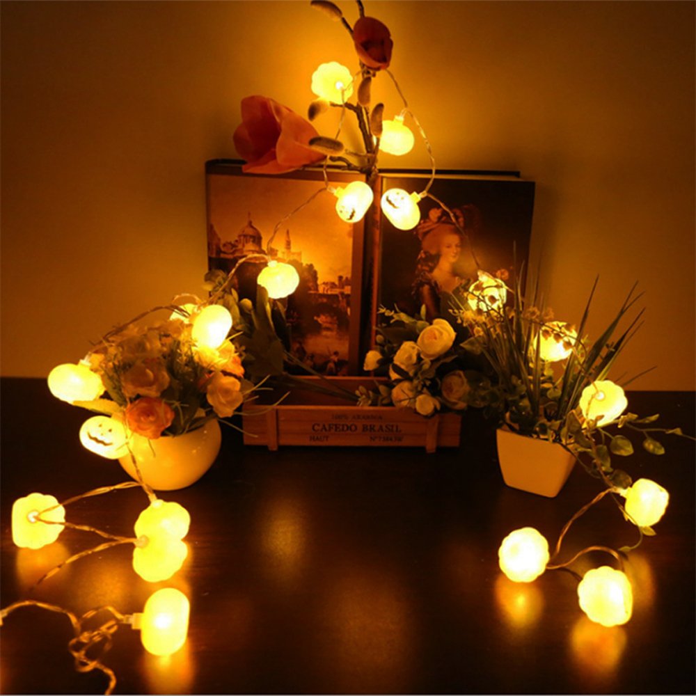 هالوين ثلاثية الأبعاد اليقطين  - مراجعة Halloween Led String Lights Orange وسعره