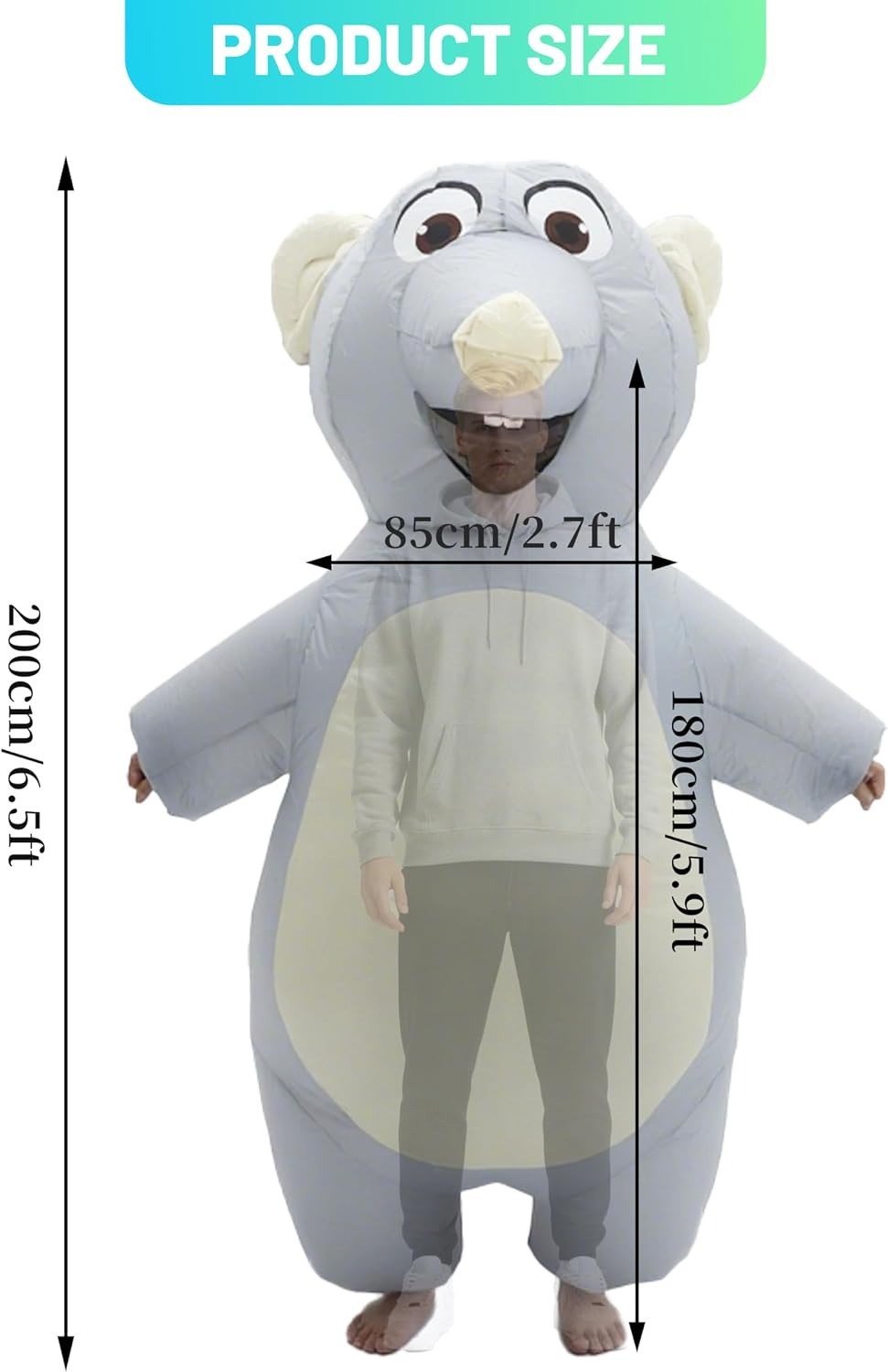 زي فأر قابل للنفخ للبالغين، زي - مراجعة Halloween Costume Adult وسعره