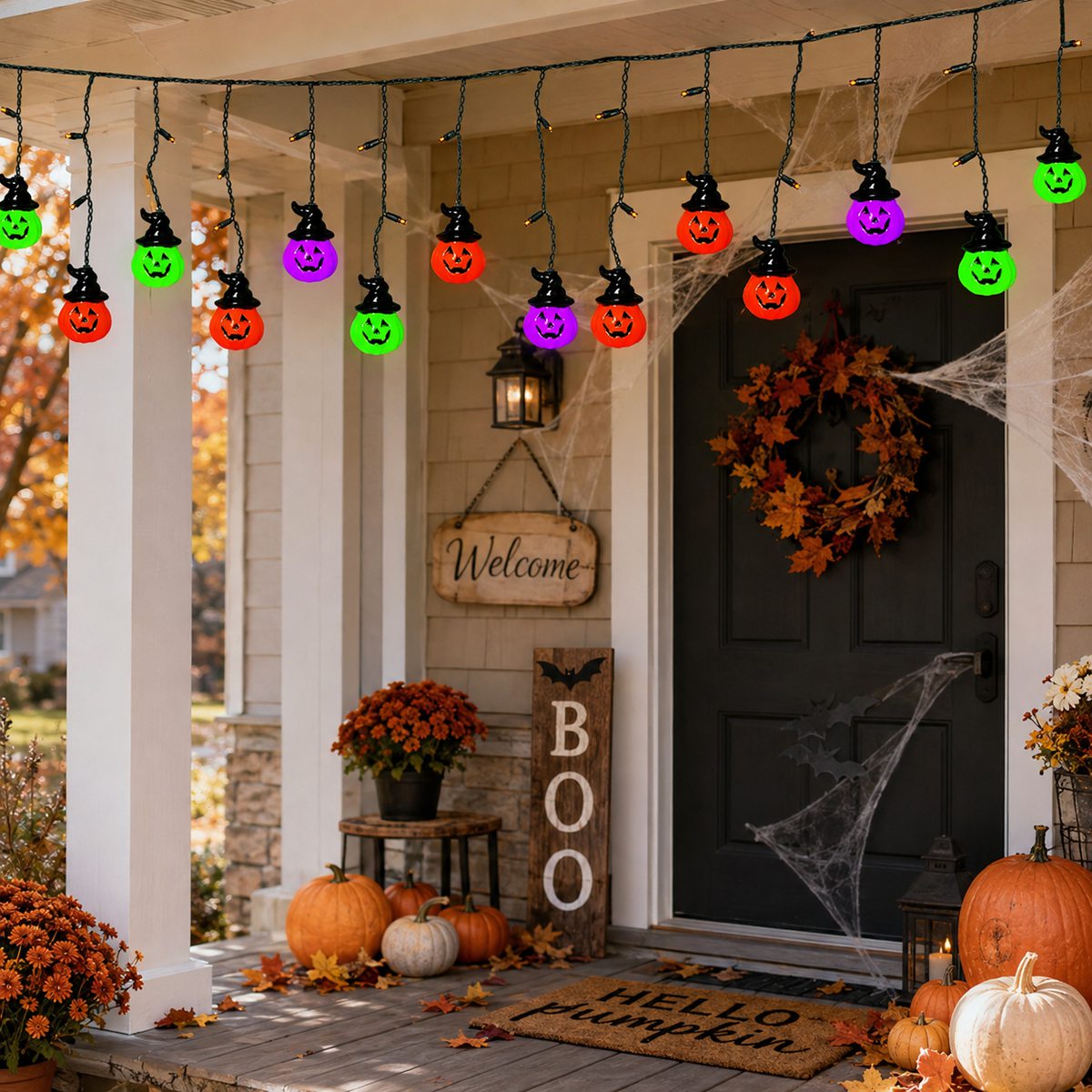 قطعة واحدة من أضواء الهالوين ا - مراجعة Halloween Led String Lights Orange وسعره