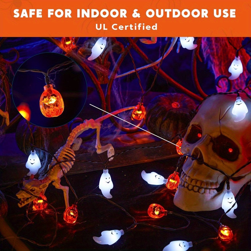 سلسلة أضواء LED على شكل شبح وق - مراجعة Halloween Led String Lights Orange وسعره