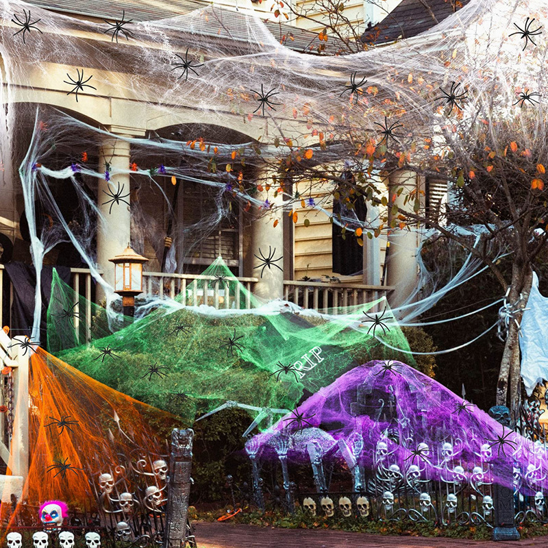 زينة الهالوين: شبكة عنكبوت بيض - مراجعة Spider Web Halloween Decoration وسعره