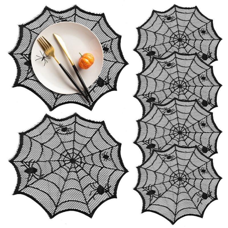 قطعتان/أربع قطع من مفرش الطاول - مراجعة Spider Web Halloween Decoration وسعره