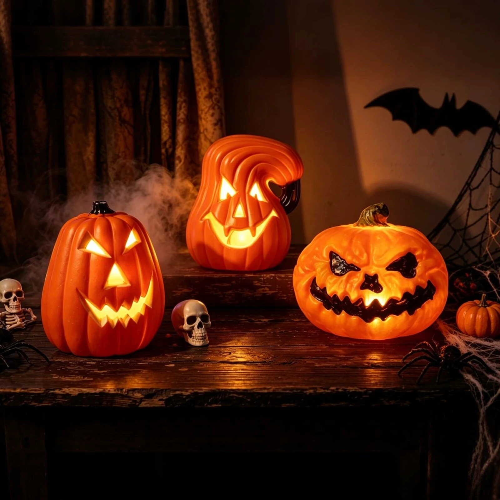 زينة اليقطين المضيء ثلاثي الطب - مراجعة Halloween Pumpkin Decor Led وسعره